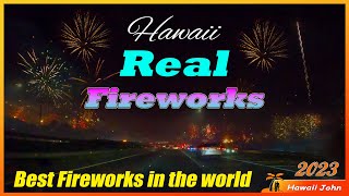 2023 New Years Fireworks in Hawaii 🌈 Waipahu Oahu Hawaii 4K [upl. by Kenrick629]