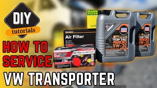 How to Service VW Transporter T5 amp T6 Oil Change Air Filter change Oil filter [upl. by Bierman]