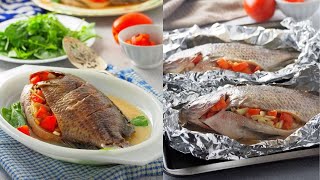 Pinaputok na Tilapia  Filipinostyle Stuffed Baked Fish [upl. by Nikoletta]