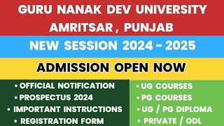 GNDU University Amritsar New Session 2024  2025 Admission Open Now  UG Courses  PG Courses [upl. by Essirahc]