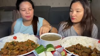 खसीको भुटन gravy Kalo dhal bhat mukbang [upl. by Emoryt85]