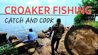 CROAKER FISHING IN TEXAScatch and cook [upl. by Naeroled]