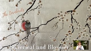 How to paint a beautiful silverleaf canvas with blossom and birds [upl. by Cirded]