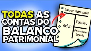 TODAS AS CONTAS BALANÇO PATRIMONIAL  ATIVO PASSIVO CIRCULANTE NÃO CIRCULANTE PATRIMÔNIO LÍQUIDO [upl. by Ahsit743]