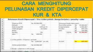 CARA MENGHITUNG PELUNASAN DIPERCEPAT KUR KREDIT USAHA RAKYAT amp KTA KREDIT TANPA AGUNAN [upl. by Hsakaa94]