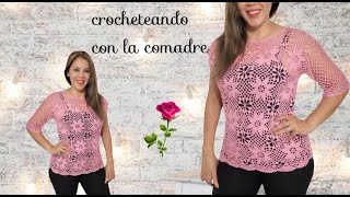 💖⭐⭐⭐💖BLUSA SOL 🌞A CROCHET PARTE 1 BONITA Y ELEGANTE GRANNYS CROCHET [upl. by Hras973]