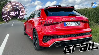 Audi RS3 8Y GRAIL Exhaust 400hp 0280 kmh acceleration🏁  by Automann in 4K [upl. by Ailemaj]