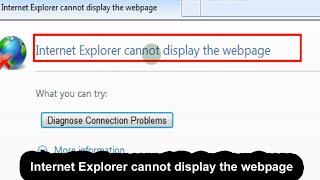 diagnose connection problems internet explorer internet explorer cannot display the webpage [upl. by Anerbes999]