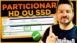 Como PARTICIONAR HD ou SSD no WINDOWS 10  Criar e Excluir [upl. by Lawton]