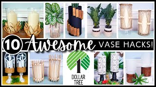 TOP 10 Creative Ideas amp Hacks Using DOLLAR TREE GLASS Cylinder VASES  Home Decor DIYs  Must Try [upl. by Ayanahs643]