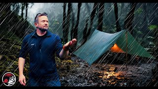 Weathering the Storms  ASMR Rain Camping Adventure in the Deserted Mountains [upl. by Amhsirak]