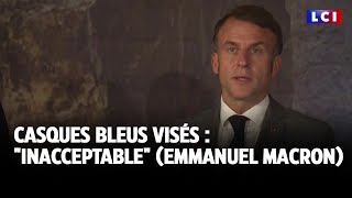 Casques bleus visés  quotInacceptablequot Emmanuel Macron [upl. by Tristam96]