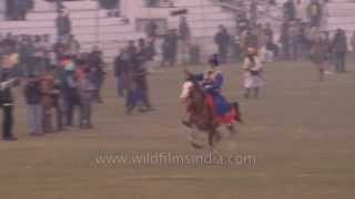 Nihang Sikh warriors horse riding  Kila Raipur Punjab [upl. by Eissalc]