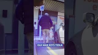 Old Man Keys Tesla In Carpark  10 News First [upl. by Bard]