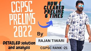 CGPSC PRELIMS 2022 PYQ  DETAILED SOLUTION AND ANALYSIS [upl. by Eimrots]