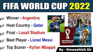 FIFA World Cup 2022  Sports Current Affairs 2022  Argentina  Messi  Mbappe  By Dewashish Sir [upl. by Ellenohs]