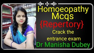 Repertory MCQ for entrance exam Homoeopathy MCQ all entrance exam Dr Manisha Dubey [upl. by Byrle616]