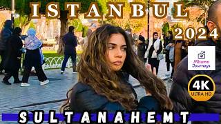 Istanbul Walking Street Sultanahmet District Turkeys Top Tourist Destination  Nov 2024 4K [upl. by Nosnarb]