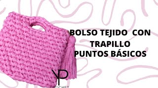 Bolso de mano Tejido con trapillo  Puntos básicos  Principiantes [upl. by Alysa377]