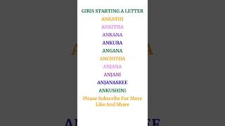 Baby Girls Names  Girls Names Starting A Letter  Hindu Baby Girls Names V1 shorts [upl. by Nnaeinahpets519]