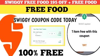 swiggy free food 195 off  free food  swiggy coupon code today [upl. by Demha]