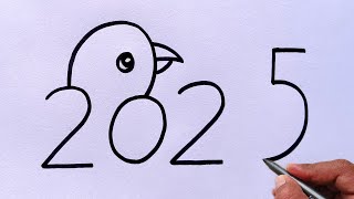 How to draw beautiful Bird from 2025  Easy bird drawing steps  Number Drawing Beginners [upl. by Nerty]