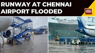 Cyclone Michaung Runway At Chennai Airport Flooded As Rain Pounds City Flights Affected [upl. by Bej]