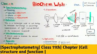 Spectrophotometry Class 11th Chapter Cell structure and function [upl. by Yblek]