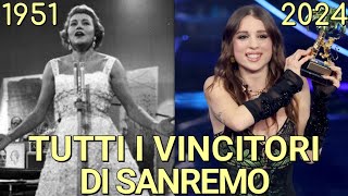 ANGELINA MANGO e TUTTI I VINCITORI DEL FESTIVAL DI SANREMO DAL 1951 AL 2024  Vince La Noia Mengoni [upl. by Ebag]