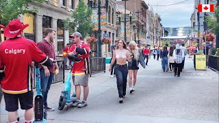 CALGARY Alberta Canada  City is Getting Ready for Stampede  Downtown Nightlife Walk 4K 🇨🇦 [upl. by Acinom409]