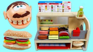 Pretend Cooking Mr Play Doh Head Lunch Time from Sandwich Shop Toy Set [upl. by Aropizt]