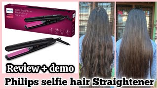 philips selfie hair Straightener  Review  demo in hindi  philips straightener [upl. by Neysa]