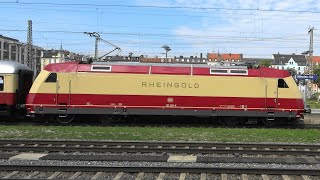 München Ost AKE RHEINGOLD mit 101 001 Ludmilla Güterzüge Railjet mit WerbeTaurus Railjet2 [upl. by Olsen]