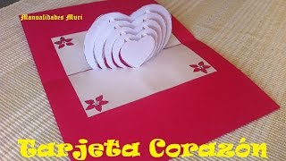 Kirigami  Pop Up Tarjeta Corazón para regalar en San Valentín [upl. by Yelrehs]