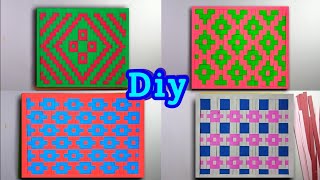 4 tipes of weaving stylish paper weaving tutorial weaving with paper strips diy paper mat [upl. by Bronson]