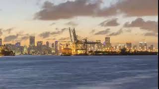 miami port and miami urban skyline in evening PCBW8R4 [upl. by Anaeli]