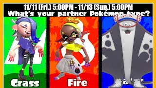 Splatoon 3  Pokemon Splatfest Announcement 50 Fire Grass Water Event  Whats your pokemon type [upl. by Donni117]