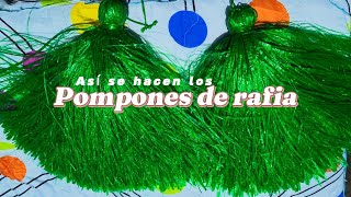 Cómo hacer POMPONES DE RAFIA✳️ FACIL Y RÁPIDO paso a paso✅✂️ [upl. by Notsla137]