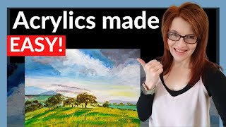 Acrylic Painting Tutorial EASY First Landscape [upl. by Nama222]