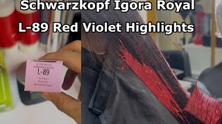 How to Schwarzkopf L89 Red Violet Highlights Color [upl. by Newfeld729]