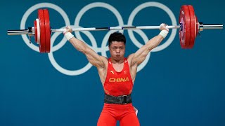 Chinas Li Fabin gold winning lifting 143kg mens 61kg weightlifting highlights Paris Olympics 2024 [upl. by Nryhtak]