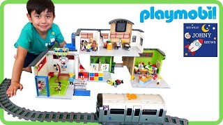 PLAYMOBIL School Gym amp Chemistry Toy School Classroom Unboxing amp Playmobil Story Pretend Play [upl. by Redla]