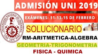 EXAMEN ADMISIÓN UNI 2019 I SOLUCIONARIO completo [upl. by Anaeel]