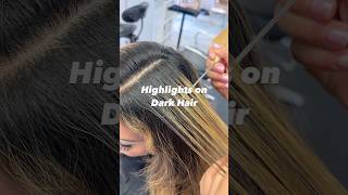 Blonde Highlights on Dark Hair is Possible 🫶🏽 highlightsondarkhair [upl. by Akinuahs793]