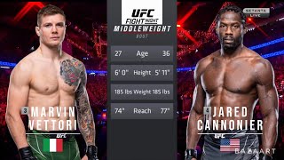 MARVIN VETTORI VS JARED CANNONIER FULL FIGHT UFC ON ESPN 46 [upl. by Eicram559]