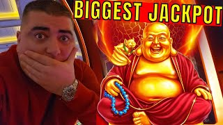 The BIGGEST JACKPOT Ever On High Limit Lucky Buddha Slot [upl. by Ahterahs]