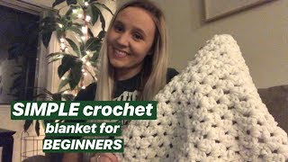 SIMPLE Double Crochet Blanket for Beginners [upl. by Airan]