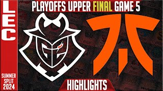 G2 vs FNC Highlights Game 5  LEC Playoffs Upper FINAL Summer 2024  G2 Esports vs Fnatic G5 [upl. by Atekihs]