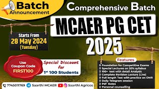 MCAER PGCET 2025 Batch Announcement  Comprehensive Batch  Starts  28 May 2024 [upl. by Neeroc823]