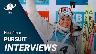 World Cup 2324 Hochfilzen Women Pursuit Interviews [upl. by Irrej284]